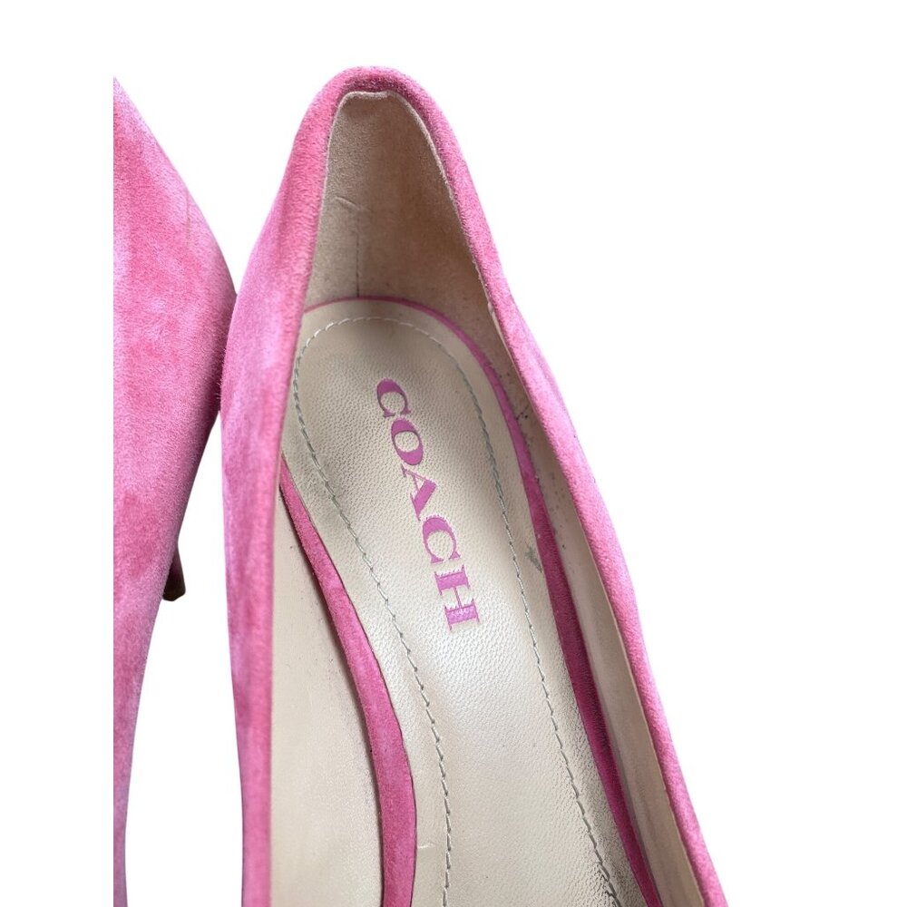 Coach Womans Pink Suede Beaded Trim 3.5" Heels Size 7.5B SKU 9494 - Picture 9 of 16